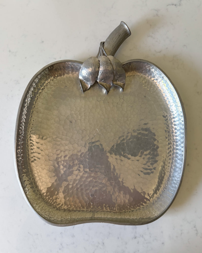 Italian Vintage Hammered Pewter Apple Tray