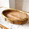 Gabriella Crespi Style Oval Pencil Reed And Brass Tray