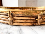 Load image into Gallery viewer, Gabriella Crespi Style Oval Pencil Reed And Brass Tray
