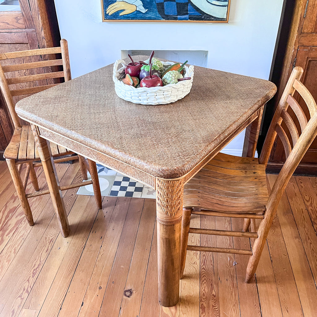 Vintage Square Rattan Dining Table