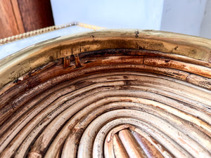 Gabriella Crespi Style Oval Pencil Reed And Brass Tray
