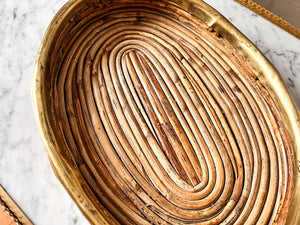 Gabriella Crespi Style Oval Pencil Reed And Brass Tray