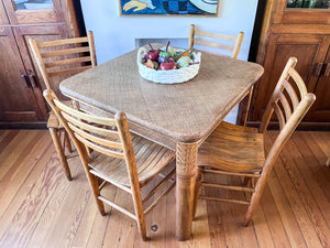 Vintage Square Rattan Dining Table