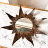 French Mid Century Brutalist Metal Sunburst Mirror
