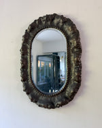 Load image into Gallery viewer, Antique Art Nuveau Bevelled Wall Mirror In A Wavy Metal Frame
