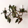 A Pair Of French Vintage Dark Green Leaf Wall Sconces