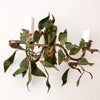 A Pair Of French Vintage Dark Green Leaf Wall Sconces