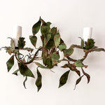 Load image into Gallery viewer, A Pair Of French Vintage Dark Green Leaf Wall Sconces
