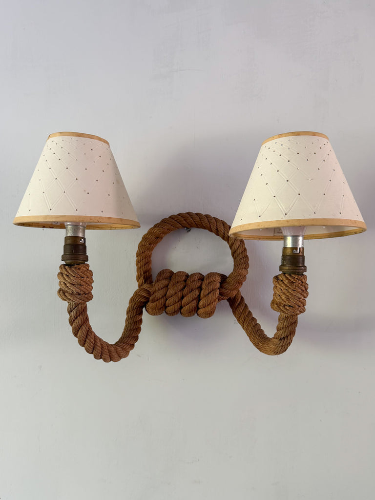 French Vintage Rope Light Sconce Attributed To Adrien Audoux & Frida Minet