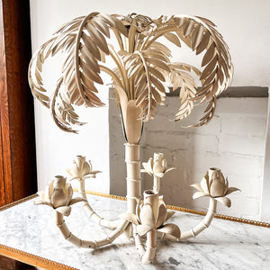 Vintage White Toleware Palm Tree Chandelier