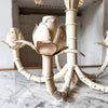 Vintage White Toleware Palm Tree Chandelier