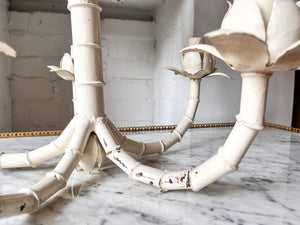Vintage White Toleware Palm Tree Chandelier