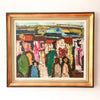 Swedish Oil On Canvas Painting, Colourful Figures by Gosta Falck
