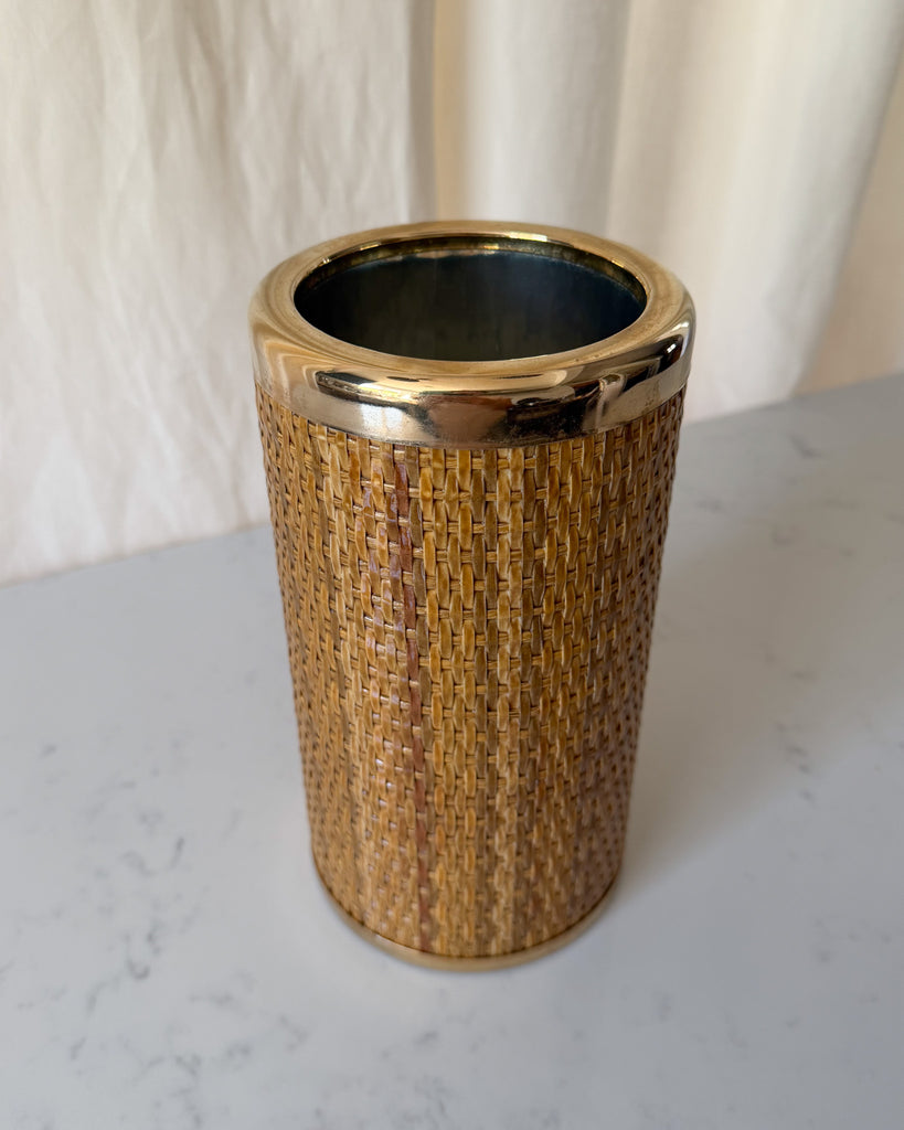 Vintage Italian Rattan Bottle Holder By Lidian