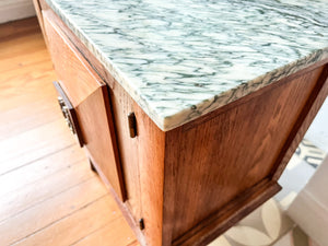 A Single Vintage Bedside Cabinet With Marble Top
