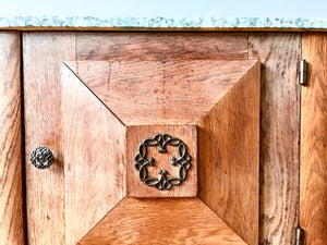A Single Vintage Bedside Cabinet With Marble Top