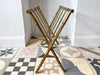 Vintage French Gilded Brass Faux Bamboo Magazine Rack Circa 1970s, Attributed To Maison Bagues