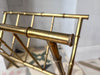 Vintage French Gilded Brass Faux Bamboo Magazine Rack Circa 1970s, Attributed To Maison Bagues