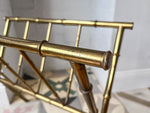 Load image into Gallery viewer, Vintage French Gilded Brass Faux Bamboo Magazine Rack Circa 1970s, Attributed To Maison Bagues
