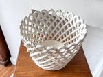 Load image into Gallery viewer, Vintage White Ceramic Lattice Plant Pot
