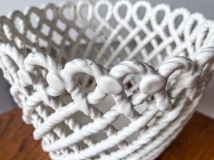 Vintage White Ceramic Lattice Plant Pot