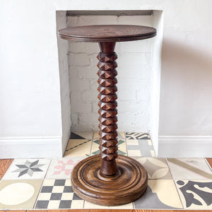 Vintage Brutalist Pedestal Side Table In The Style Of Charles Dudouyt