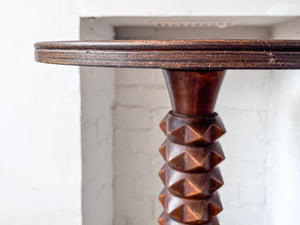 Vintage Brutalist Pedestal Side Table In The Style Of Charles Dudouyt