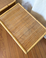 Load image into Gallery viewer, A Pair of Vintage Bamboo And Cane Bedside Tables By Dal Vera
