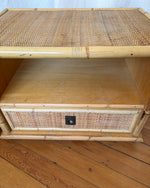 Load image into Gallery viewer, A Pair of Vintage Bamboo And Cane Bedside Tables By Dal Vera
