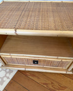 Load image into Gallery viewer, A Pair of Vintage Bamboo And Cane Bedside Tables By Dal Vera
