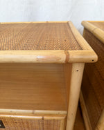Load image into Gallery viewer, A Pair of Vintage Bamboo And Cane Bedside Tables By Dal Vera
