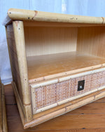 Load image into Gallery viewer, A Pair of Vintage Bamboo And Cane Bedside Tables By Dal Vera

