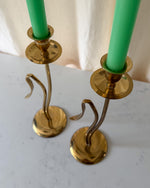 Load image into Gallery viewer, A Pair Of Tall Mid Century Brass Candlesticks
