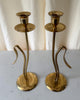 A Pair Of Tall Mid Century Brass Candlesticks