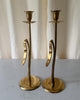 A Pair Of Tall Mid Century Brass Candlesticks