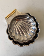 Load image into Gallery viewer, Set Of Two Italian Stainless Steel Shell Dishes With Gold Plated Handles By Inoxbeck 18/10
