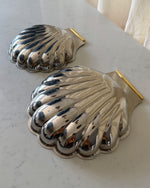 Load image into Gallery viewer, Set Of Two Italian Stainless Steel Shell Dishes With Gold Plated Handles By Inoxbeck 18/10
