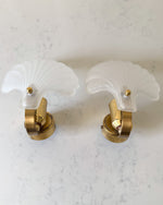 Load image into Gallery viewer, A Pair Art Deco Style Frosted Glass Shell Wall Sconces
