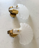 Load image into Gallery viewer, A Pair Art Deco Style Frosted Glass Shell Wall Sconces
