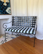 Load image into Gallery viewer, French Vintage Wrought Iron Garden Bench With Upholstered Seat
