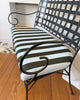 French Vintage Wrought Iron Garden Bench With Upholstered Seat