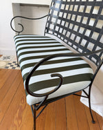 Load image into Gallery viewer, French Vintage Wrought Iron Garden Bench With Upholstered Seat
