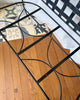 French Vintage Wrought Iron Garden Bench With Upholstered Seat