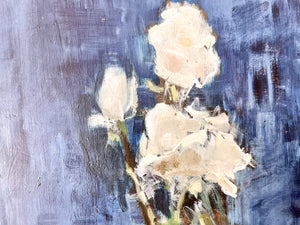 Swedish Oil On Board, Still Life With White Flower, Signed Sigvard Bortz