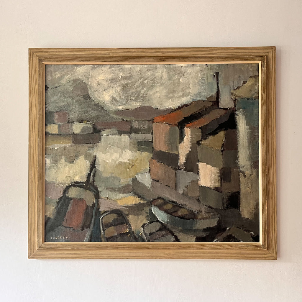 Swedish Oil On Canvas Painting With Harbour Motif, signed Bo Forsberg