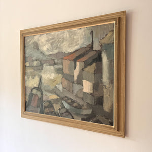 Swedish Oil On Canvas Painting With Harbour Motif, signed Bo Forsberg