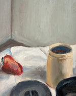 Load image into Gallery viewer, British Mid Century Oil On Canvas Still Life With Bread And Fish
