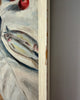 British Mid Century Oil On Canvas Still Life With Bread And Fish