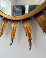 Load image into Gallery viewer, Spanish Mid Century Gilt Sunburst Oval Wall Mirror
