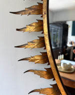 Load image into Gallery viewer, Spanish Mid Century Gilt Sunburst Oval Wall Mirror
